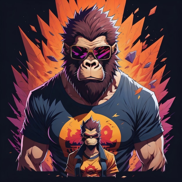 Digital illustration of gorilla tshirt design