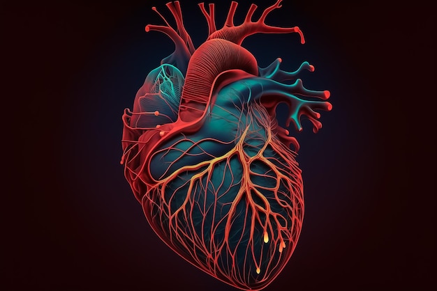 A digital illustration of a human heart