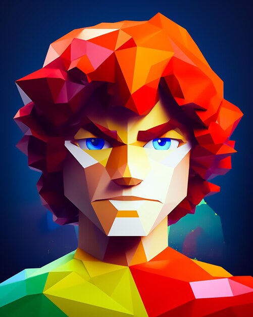 A digital illustration of a man with orange hair and blue eyes