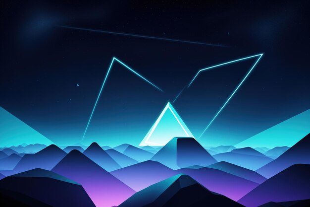 A digital illustration of a mountain landscape with a star in the sky.