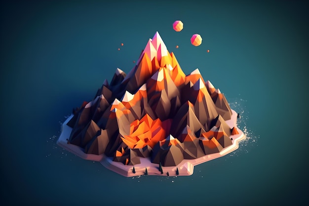 A digital illustration of a mountain with a mountain in the middle.