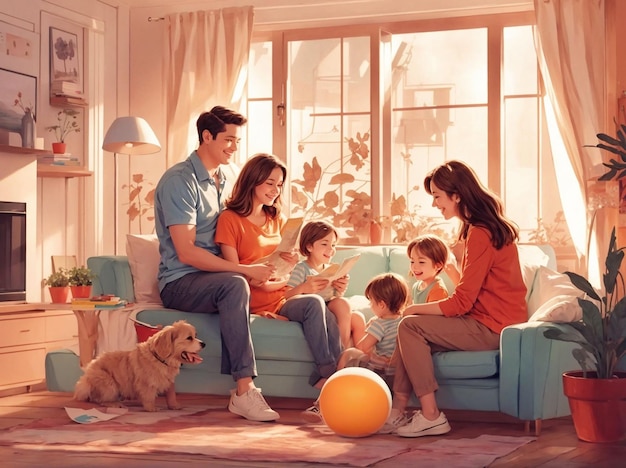 写真 幸せ な 家族 の 背景 を 描く デジタル 画像