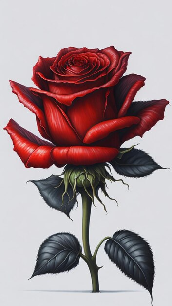 Digital illustration of one red rose