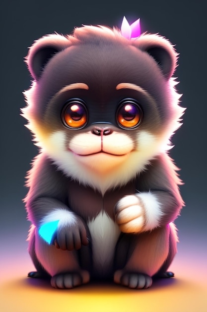 A digital illustration of a panda bear with a glowing orange eyes.