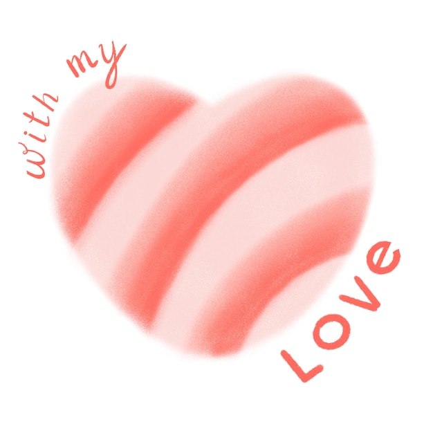 Digital illustration of peach color heart isolated