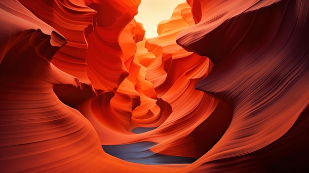 a digital illustration of a red canyon with a river in the middle