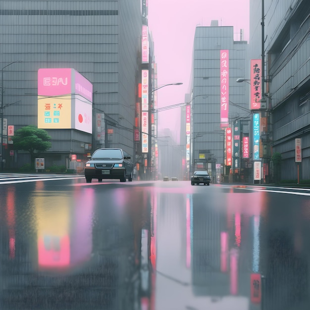 Digital Illustration of a Shibuya Tokyo Japan generative ai