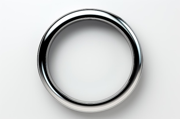 Photo digital illustration silver circle with space for text on a white background