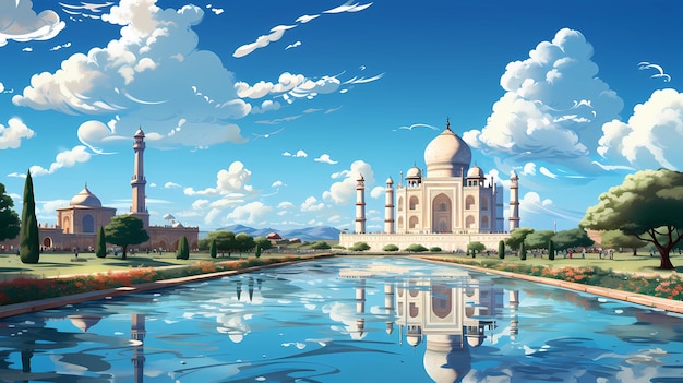 Taj Mahal Agra India의 디지털 일러스트레이션