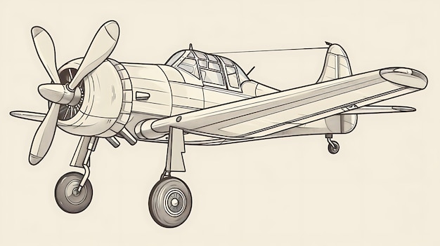 A digital illustration of a vintage airplane The airplane is a singleengine propellerdriven aircraft with a sleek design