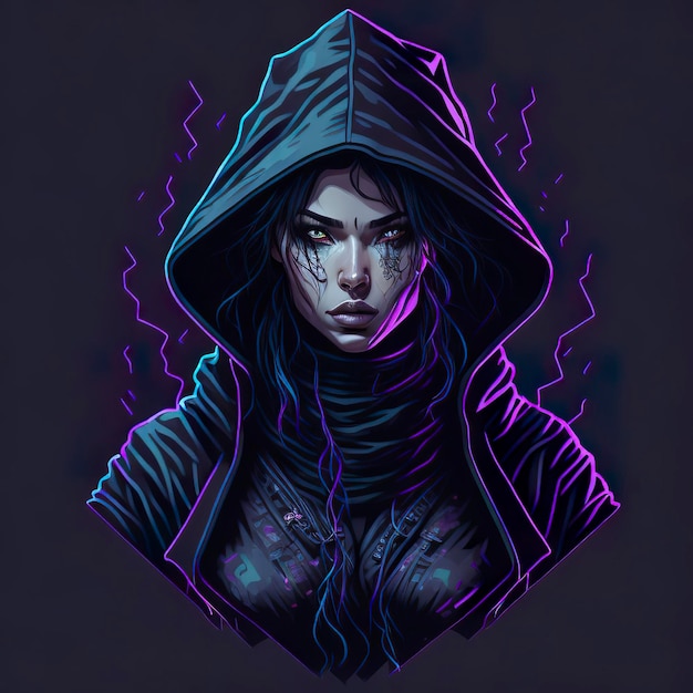 Premium AI Image | A digital illustration of a woman wearing a hoodie ...