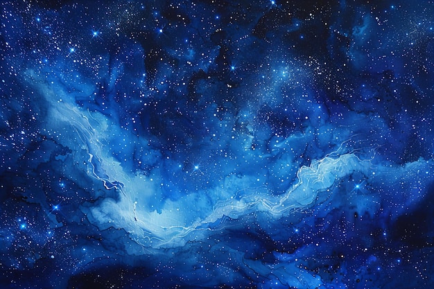 digital image of blue background painted with stars and blue light