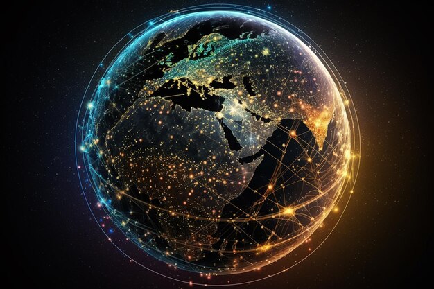 A digital image of the earth with europe on it