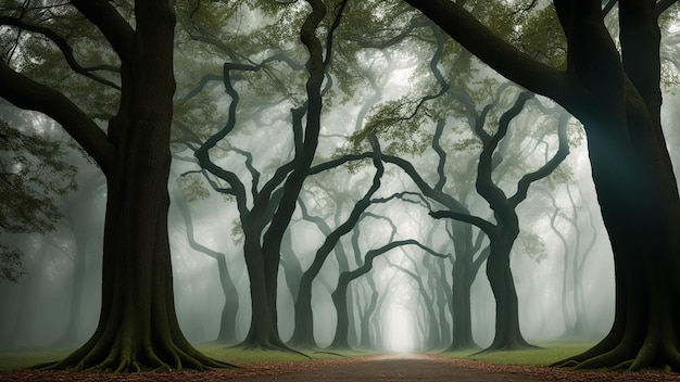 Foto un'immagine digitale che illustra un'incantevole foresta generativa ai