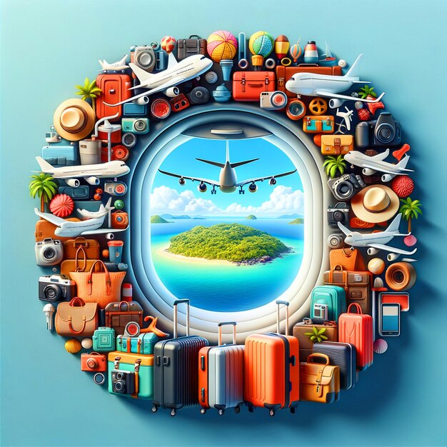 写真 デジタルイメージ - フロントウィンドウの島, 飛行機, ビーチ, 美しい