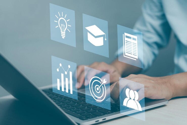 デジタル インターネット技術オンライン レッスン画面 eLearning 教育オンライン web 情報管理ビジネス コンセプト