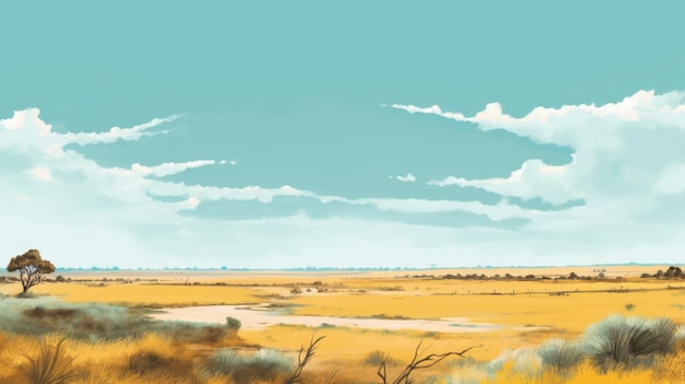 Digital Landscape Painting With Australian Prairie And Coastal Scenes