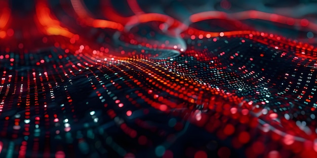 digital landscape with cascading binary code symbolizing data flow in virtual world featuring formidable technology at the center concept digital landscape binary code data flow virtual world