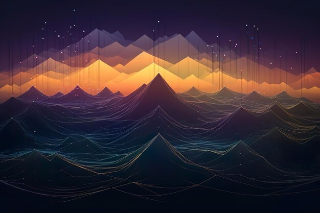 Digital landscape with mountains or hills made