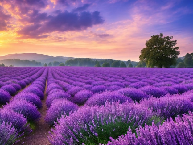 Digital lavender natural landscape ai generated