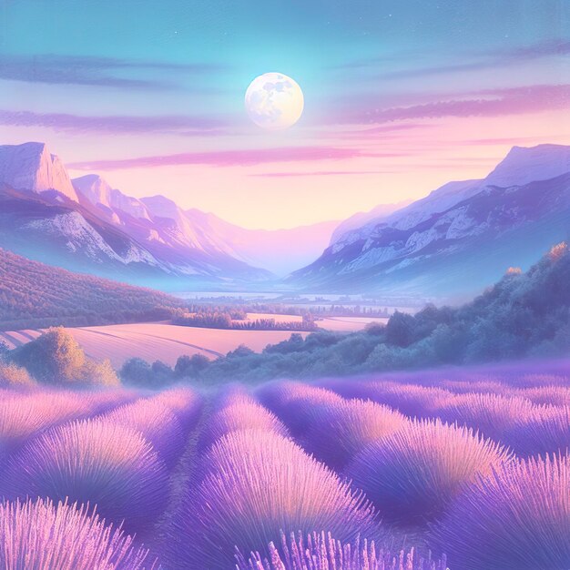 Digital lavender natural landscape