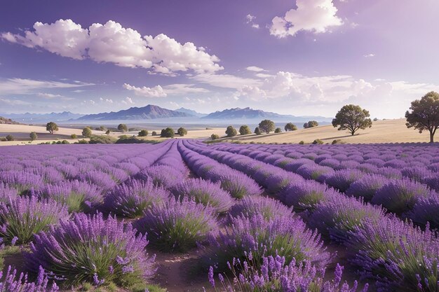 Digital lavender natural landscape