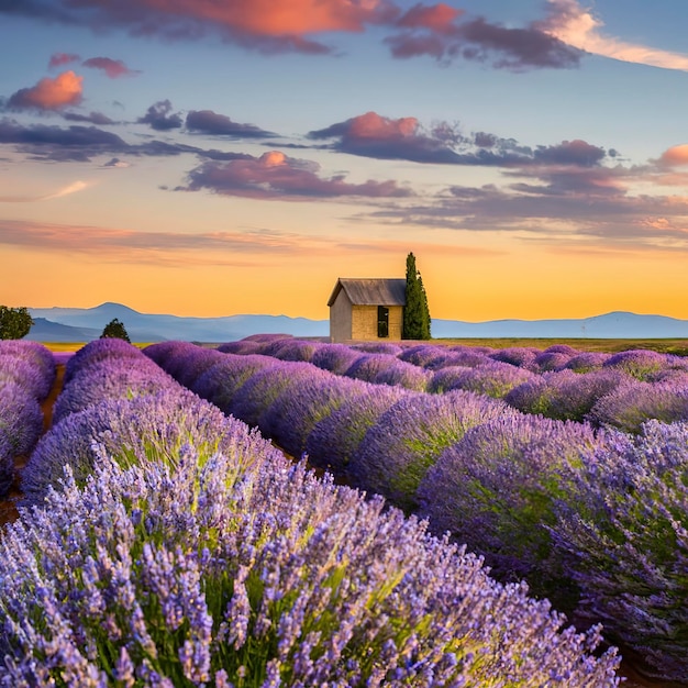 Photo digital lavender natural landscape