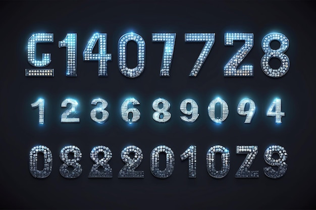 Photo digital led numbers grouped elements vector illustration