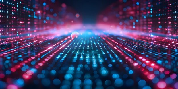 digital led panel displaying data analytics with red and blue abstract design concept data visualization led display analytics abstract design technology