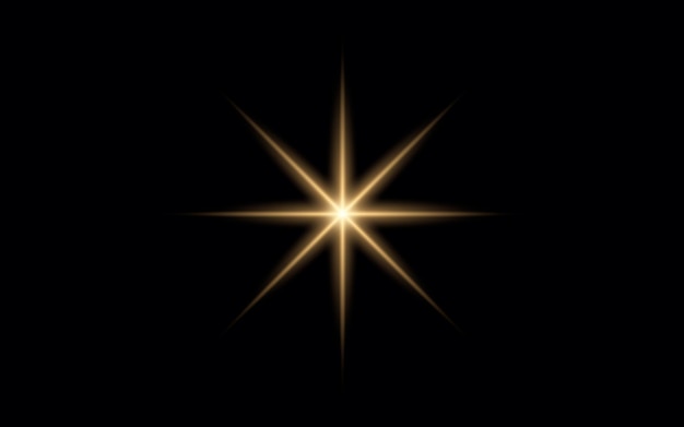 digital lens flare with bright light isolated on black background