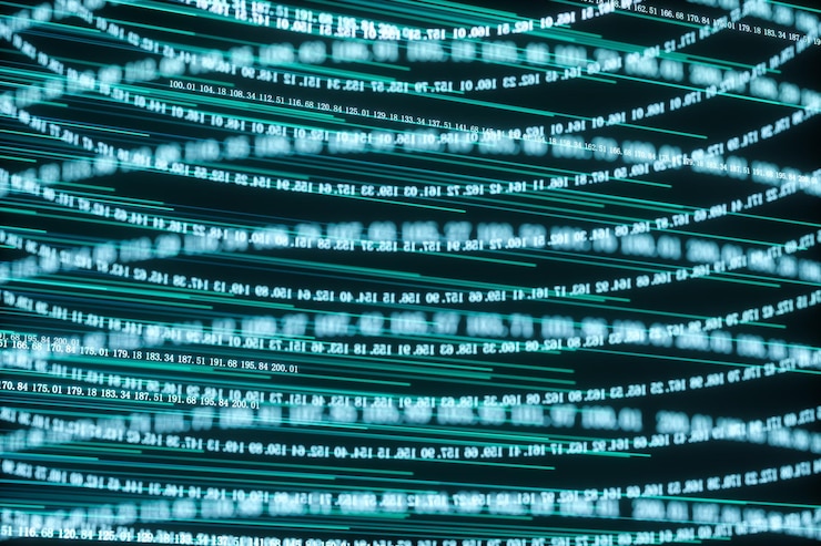 Photo digital lines made of numbers globe big data background 3d rendering