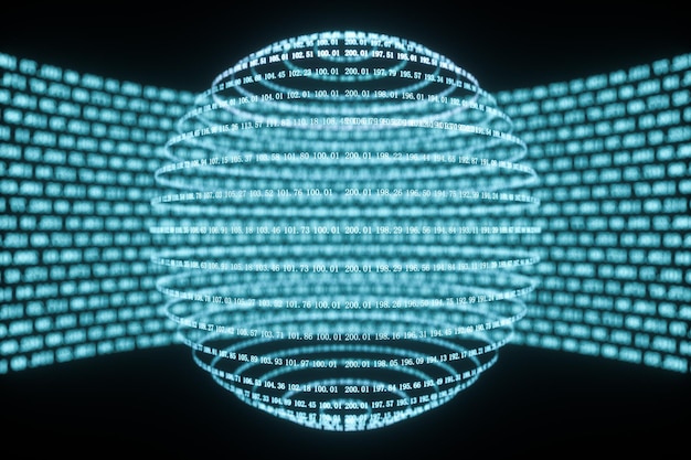 Digital lines made of numbers globe big data background 3d rendering