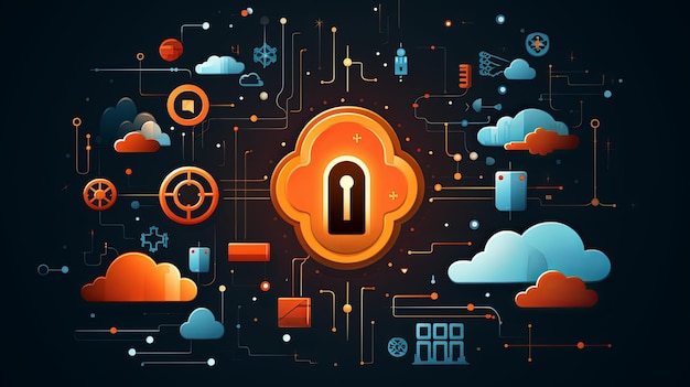 digital lock on a cloud