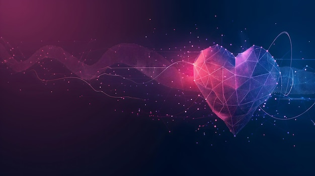 Foto digital love abstract hart in een web van connectiviteit