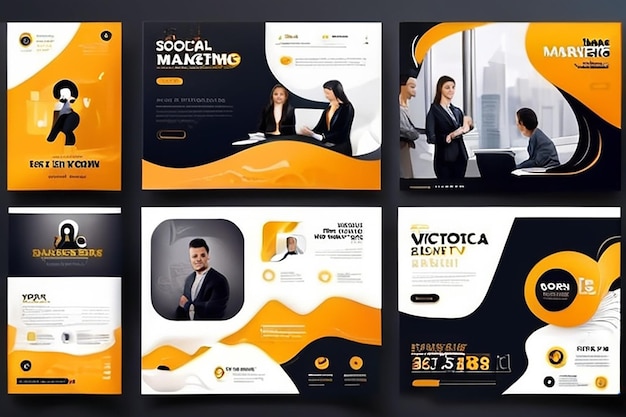 Photo digital marketing agency and business solution social media post vector template design