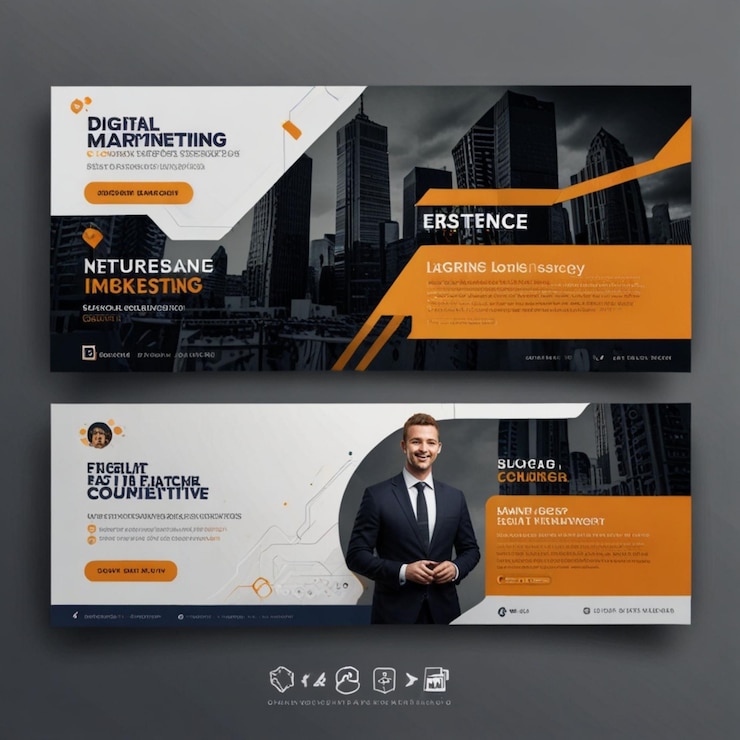 Photo digital marketing agency amp corporate facebook cover banner template design ai generated
