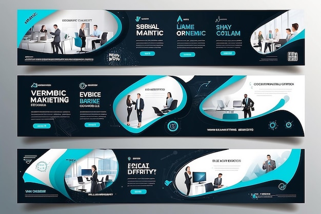 Photo digital marketing agency and corporate web banner template