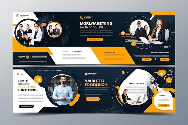 Photo digital marketing agency and corporate web banner template
