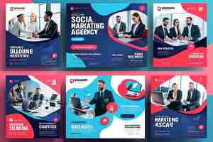 Foto digital marketing agency online webinar social media post set corporate business promotion social media web banner (digitale marketingbureau online webinar sociale media post set bedrijfsbevordering sociale media webbanner)