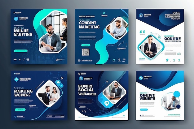 Foto digital marketing agency online webinar social media post set corporate business promotion social media web banner (digitale marketingbureau online webinar sociale media post set bedrijfsbevordering sociale media webbanner)