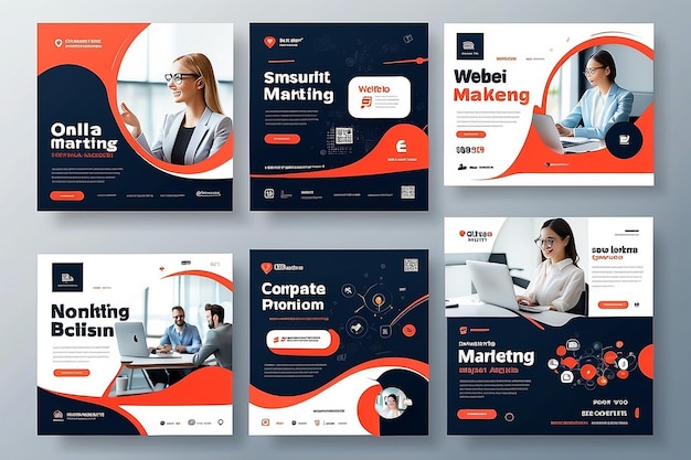 Digital Marketing Agency Online Webinar Social Media Post Set Corporate Business Promotion Social Media Web Banner