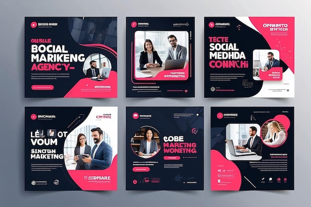 Photo digital marketing agency online webinar social media post set corporate business promotion social media web banner