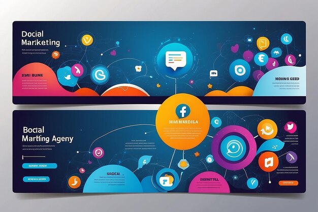 Photo digital marketing agency social media timeline cover page design editable social media timeline background banner