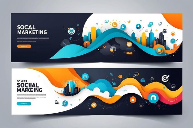 Photo digital marketing agency social media timeline cover page design editable social media timeline background banner