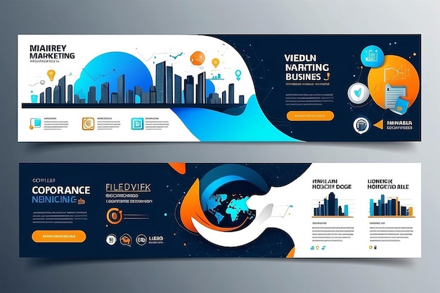 Foto digital marketing business social media banner template design corporate business social network timeline pagina di copertina presentazione