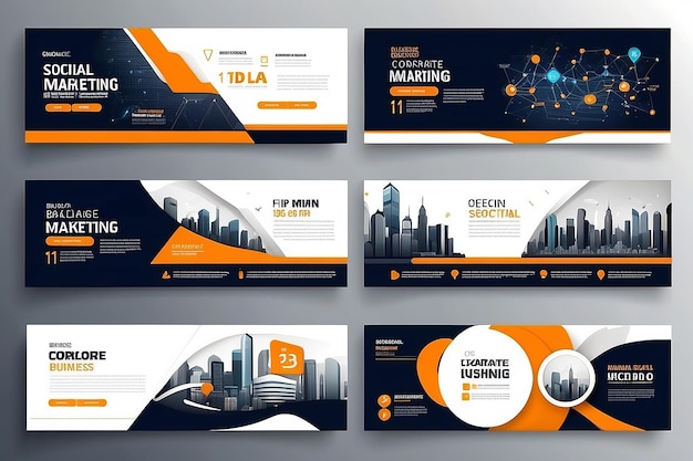 Foto digital marketing business social media banner template design corporate business social network timeline pagina di copertina presentazione