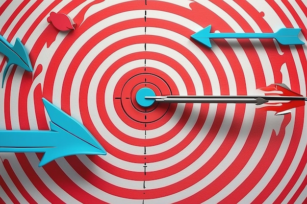 Digital Marketing Concept Three Arrows Hit in Red Target