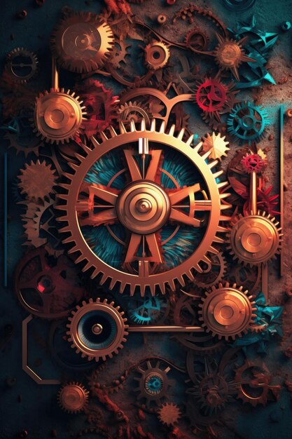 Digital marketing concept with gears and cogs created with generative ai