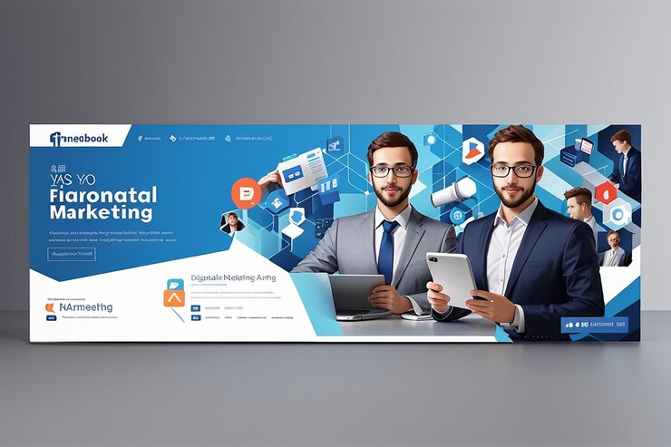 Photo digital marketing corporate facebook cover template