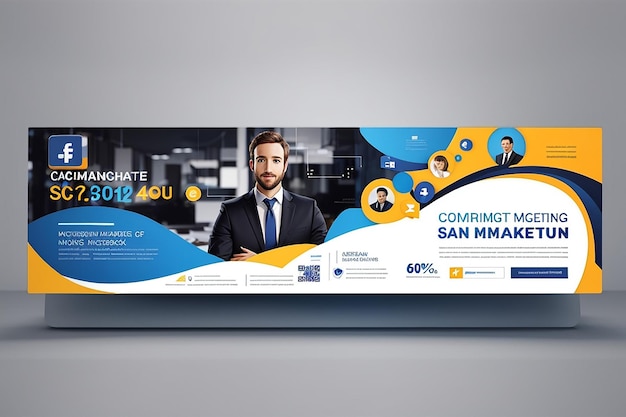 Photo digital marketing corporate facebook cover template